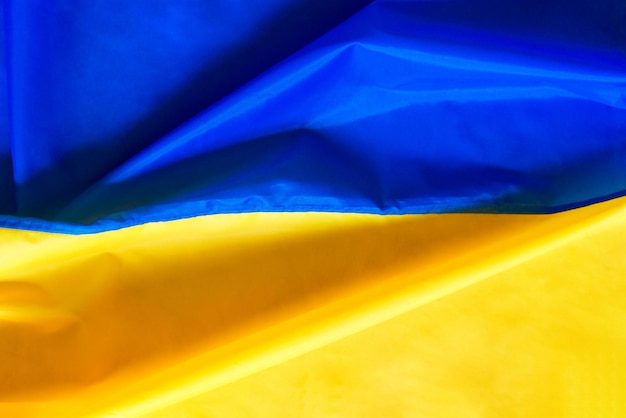 ウクライナの旗ウクライナの背景の旗ウクライナの旗のクローズアップ