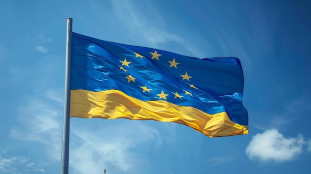Флаг Украины со звездами флага Европейского Союза