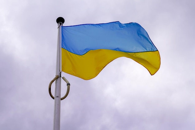 Flag ukrainian National state flag of Ukraine in yellow blue banner