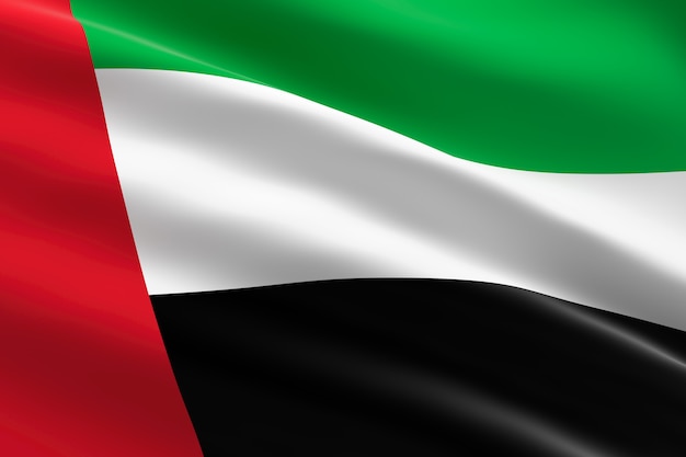 Photo flag of the united arab emirates. 3d illustration of the uae flag waving