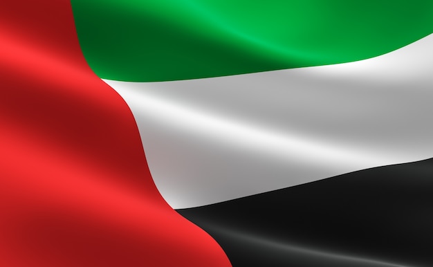 Flag of United Arab Emirates. Illustration of the UAE flag waving.