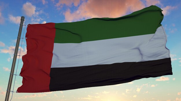 Flag of United Arab Emirates waving in the wind