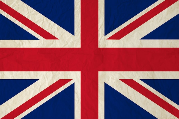 Flag of The United Kingdom of Great Britain and Northern Ireland with vintage old paper