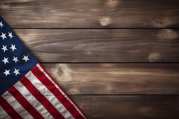 Flag of the united states of america on wooden background