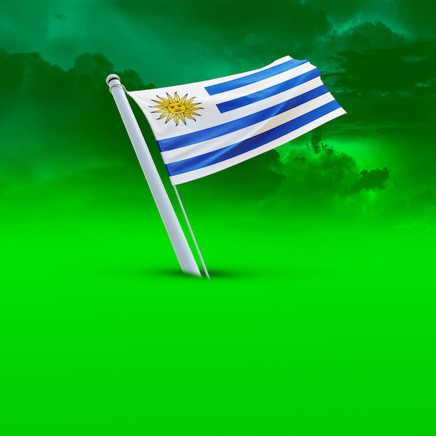 소셜 미디어에 사용되는 녹색 구름 배경의 우루과이 국기