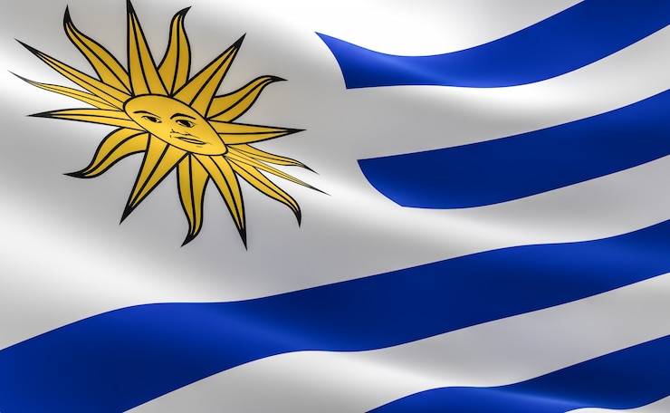 Photo flag of uruguay. illustration of the uruguayan flag waving.