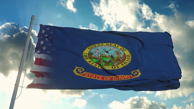 Flag of USA and Idaho state