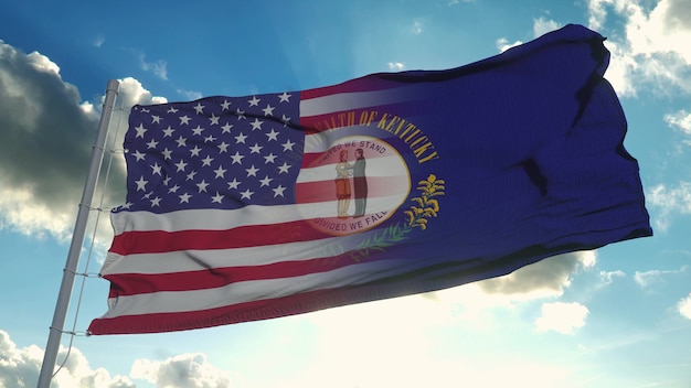 Flag of USA and Kentucky state