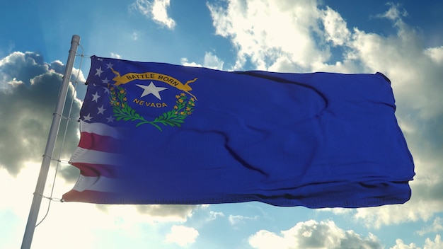 Flag of USA and Nevada state