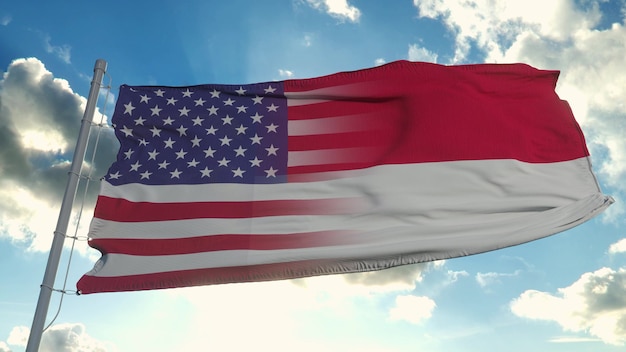 Flag of USA and North Carolina state