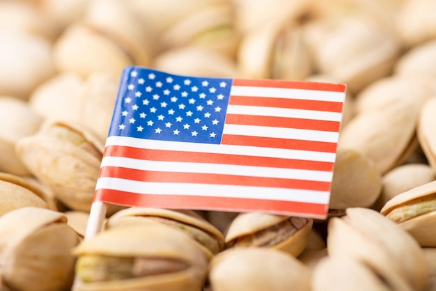 Flag of USA on pistachio