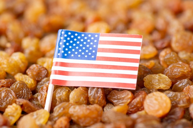 Flag of usa on raisin