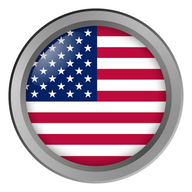 Flag of USA round as a button