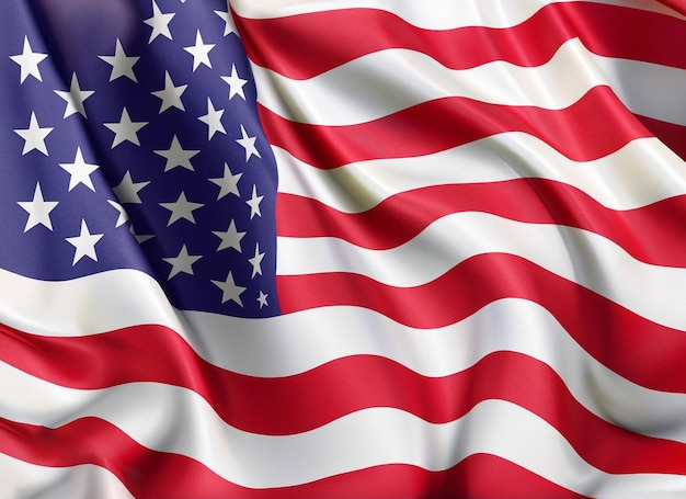 생성 인공 지능을 흔들며 닫는 미국 실크의 국기
