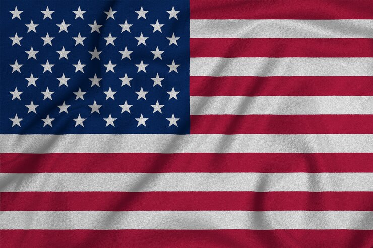 Photo flag of usa on textured fabric.
