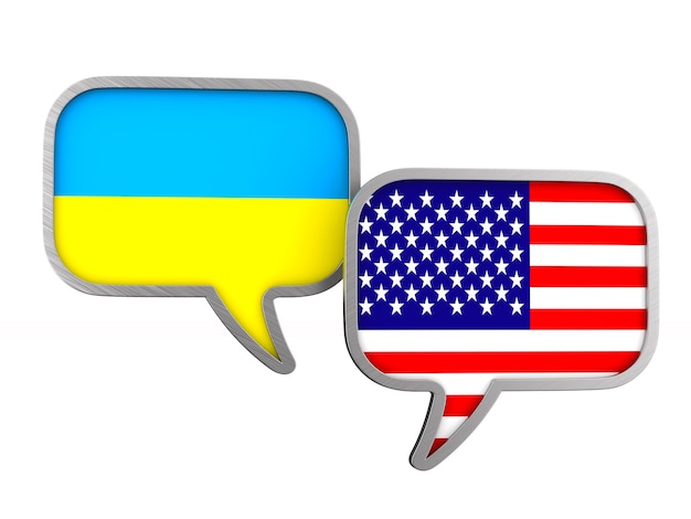 Flag usa and ukraine on white space. isolated 3d illustration