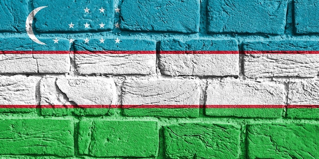 Flag of Uzbekistan on the wall