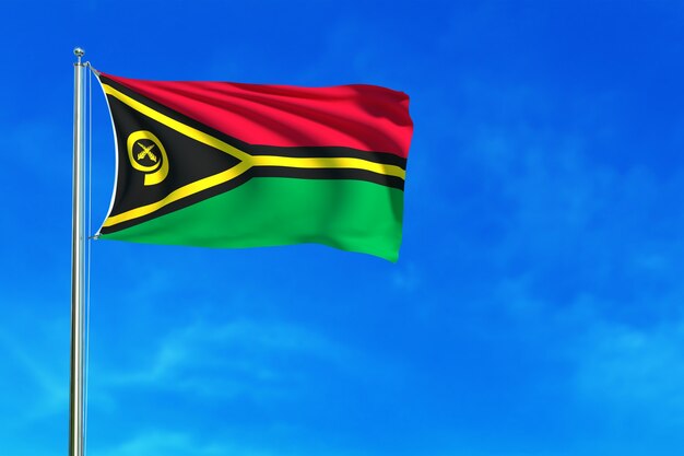 Flag of Vanuatu on the blue sky background 3d rendering