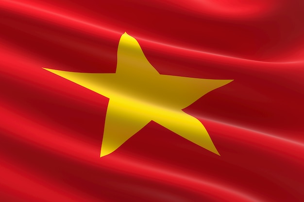 Flag of Vietnam. 3d illustration of the Vietnamese flag waving.