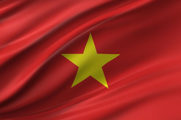 Flag of vietnam realistic 3d textured