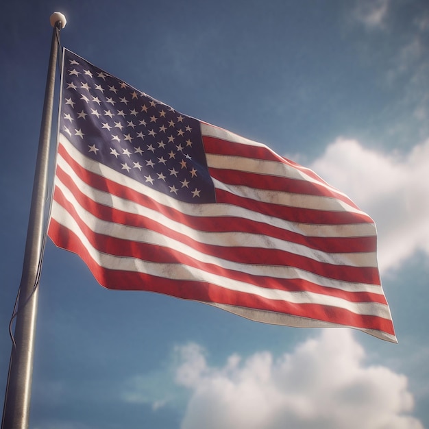 flag waving in the wind american flag on a sky American flag in air