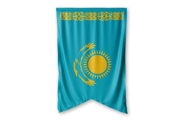 Photo flag on a white background with the word kazakhstan on it