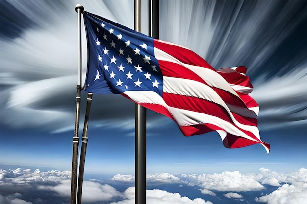 Флаг с американским флагом на нем