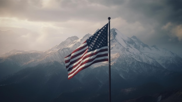 A flag with the american flag on it