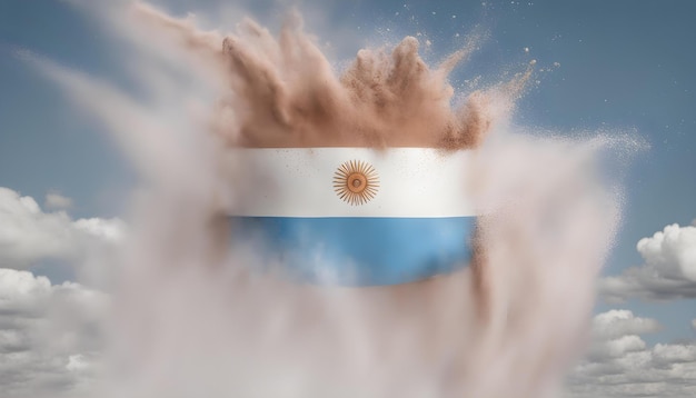 Photo flag with clouds in the background