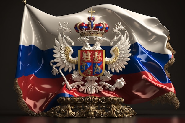 The Russian flag with the coat of arms, national flag – Rig Group