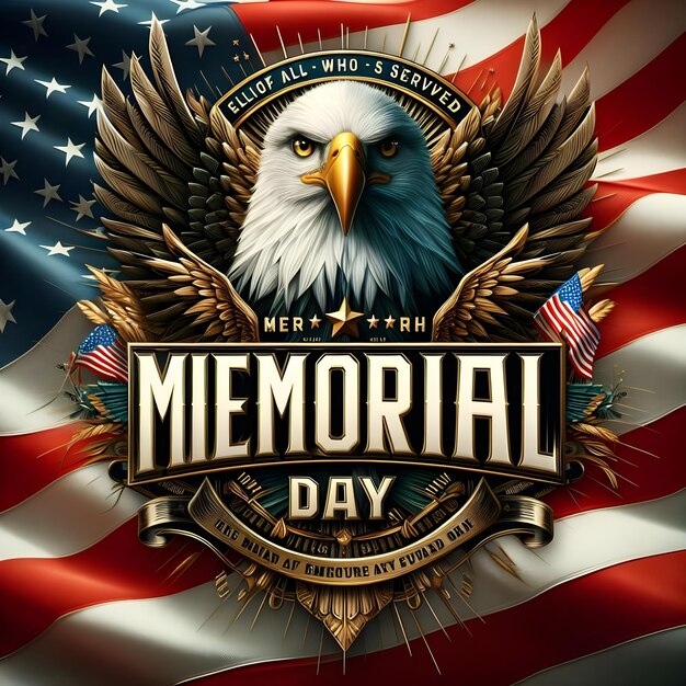 Photo a flag with an eagle on it that says memorial day