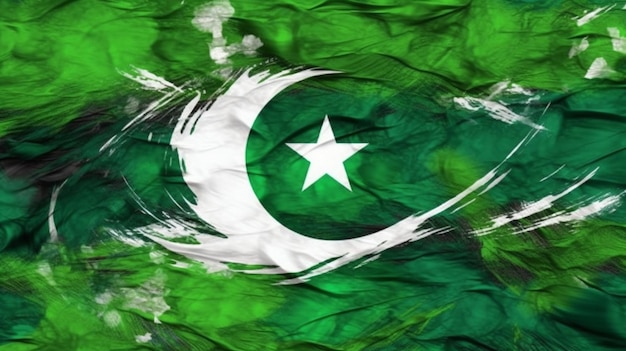 A flag with a green background and a white star on the left side.