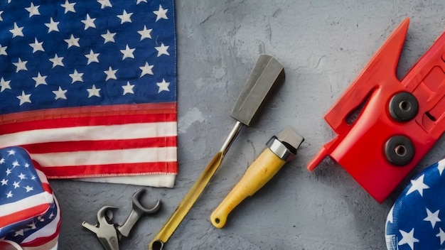 a flag with a hammer and a hammer on it