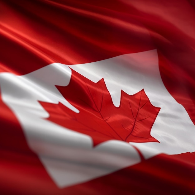 A flag with a maple leaf on it