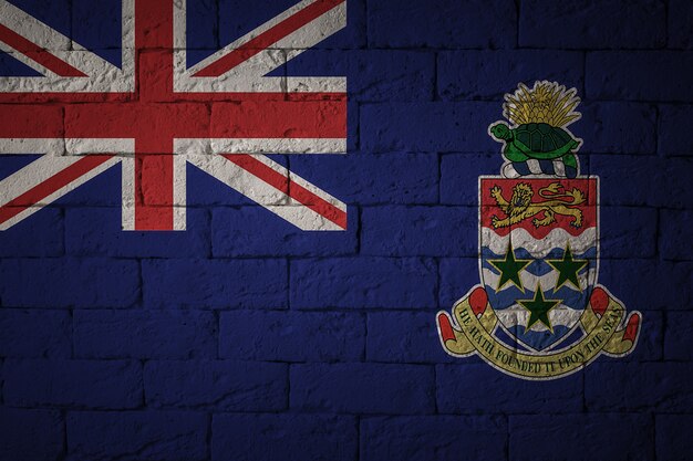 Flag with original proportions. Closeup of grunge flag of the Cayman Islands