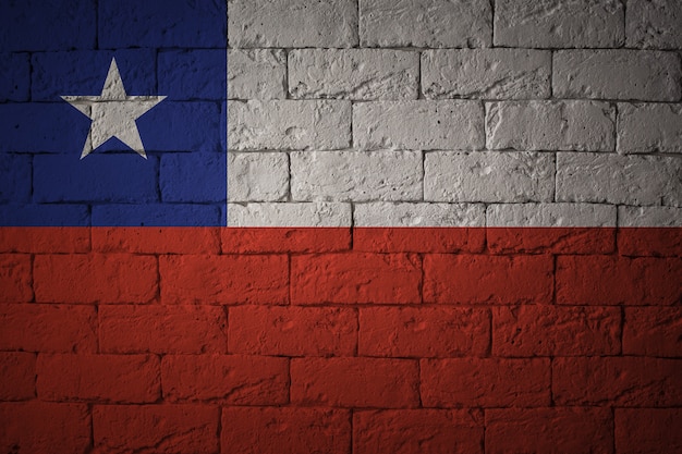 Photo flag with original proportions. closeup of grunge flag of chile