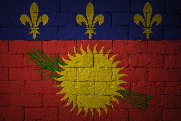 Flag with original proportions. Closeup of grunge flag of Guadeloupe