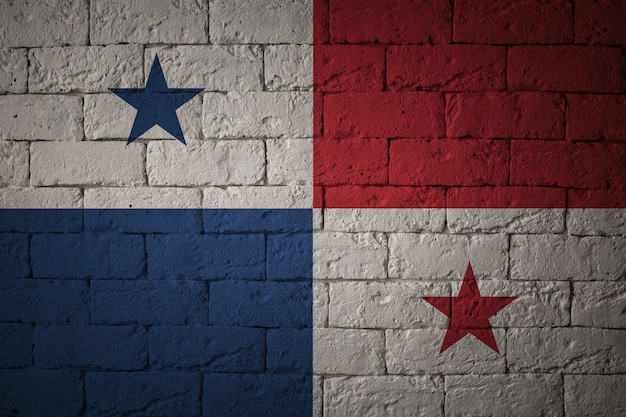Flag with original proportions. Closeup of grunge flag of Panama