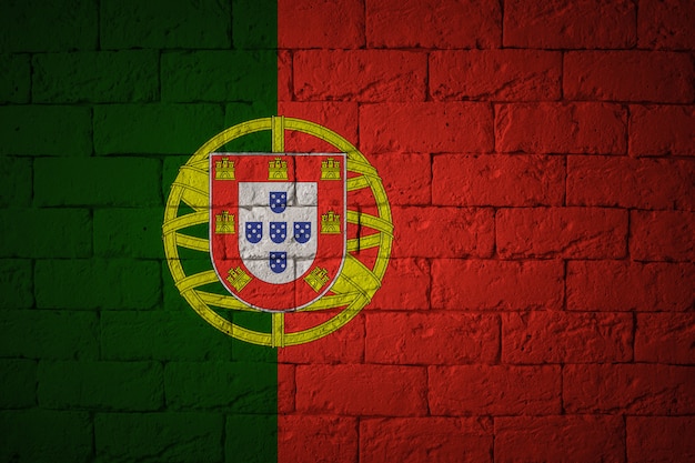 Flag with original proportions. Closeup of grunge flag of Portugal