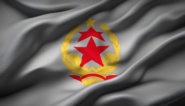 a flag with a red star on it