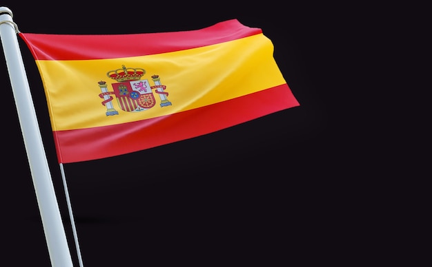 a flag with a red and yellow flag that says  the word  on it