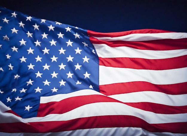 Photo a flag with stars and stripes is flying in the wind