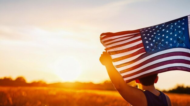 a flag with the sun behind it