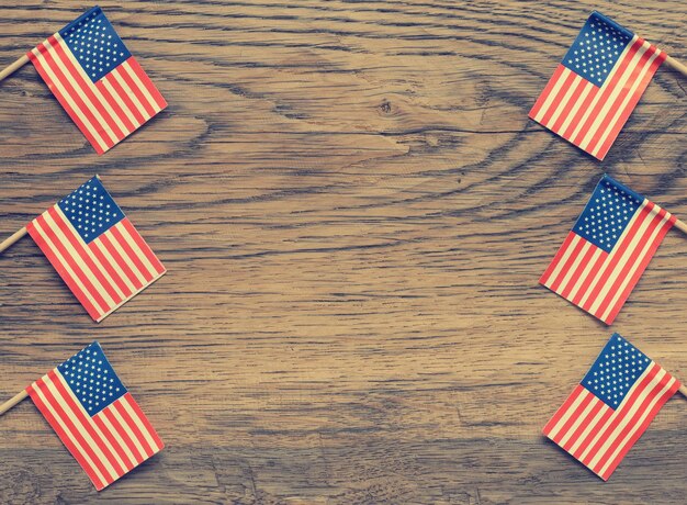 Flag on wooden table