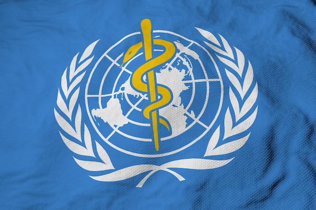 Flag of the World Health Organization in 3D rendering