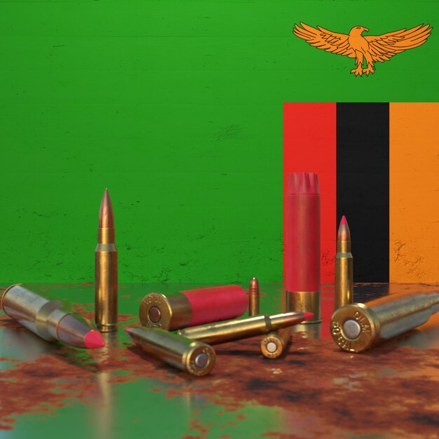 Photo flag of zambia with bullets