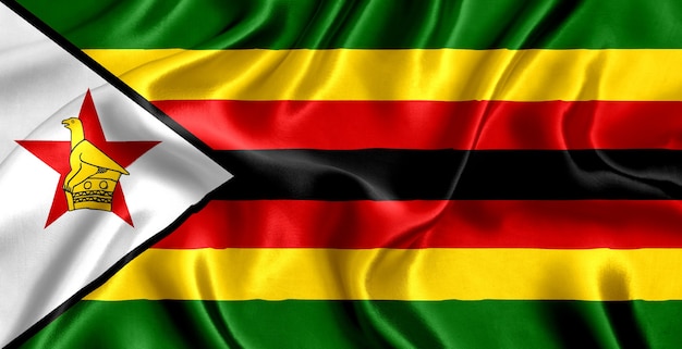 Flag of Zimbabwe silk close-up