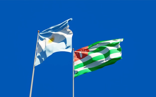 Flags of Argentina and Abkhazia. 3D artwork