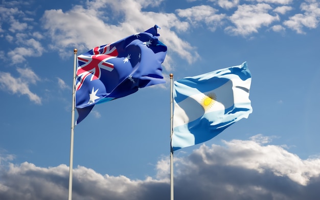 Photo flags of argentina and australia