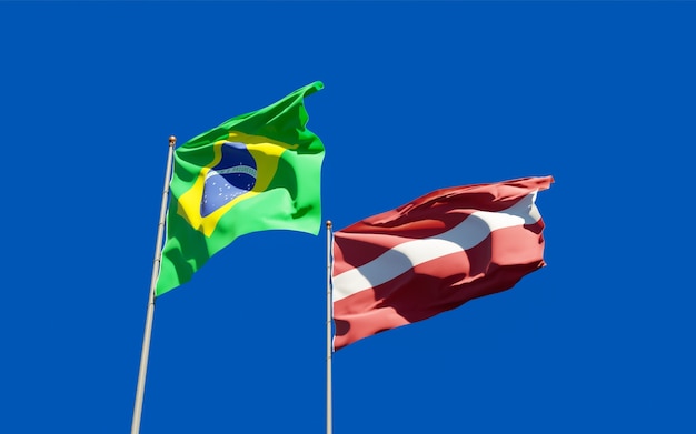 Flags of Brazil and Latvia